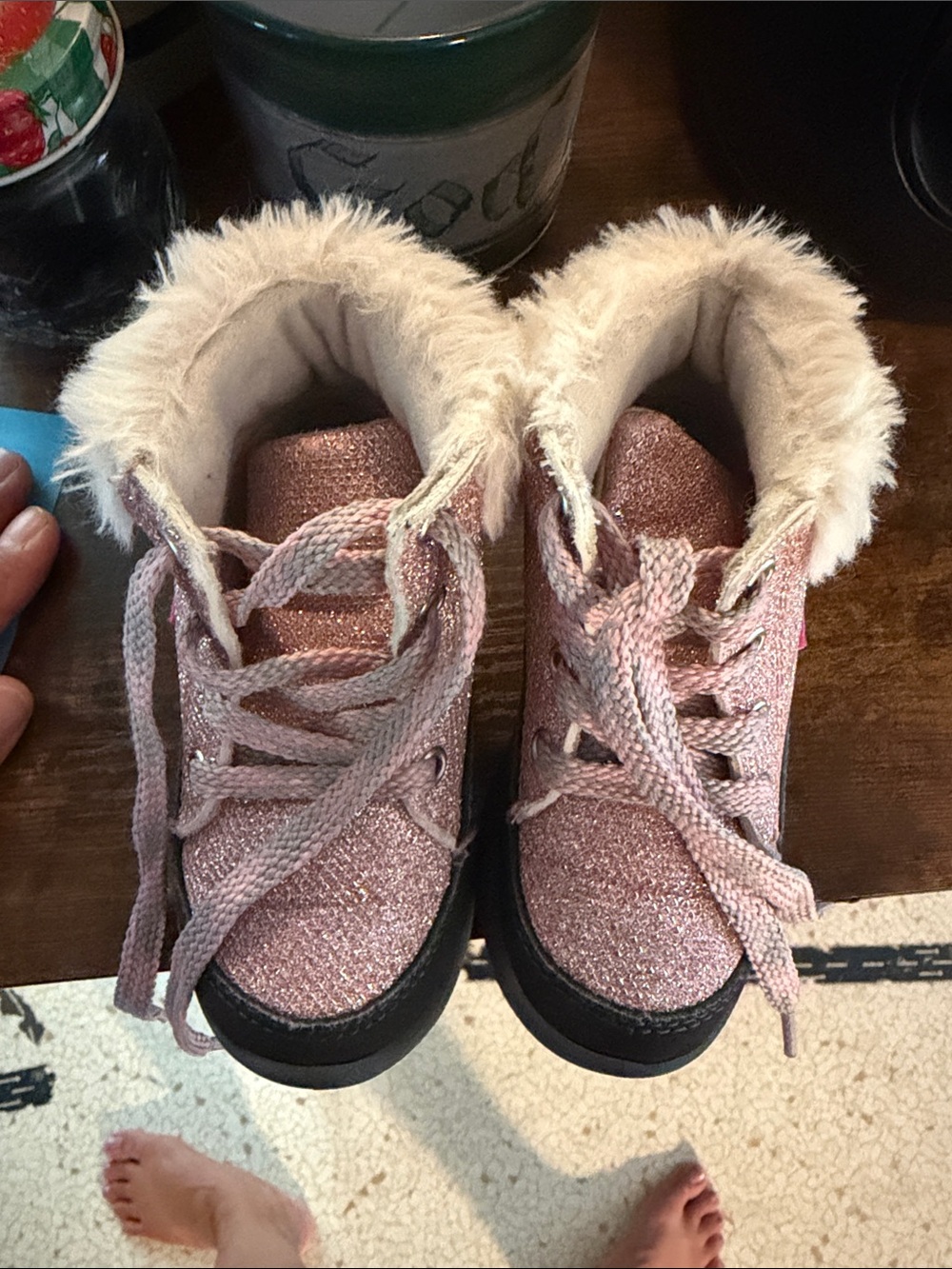 Sparkle Pink girls Winter Boots with Faux Fur